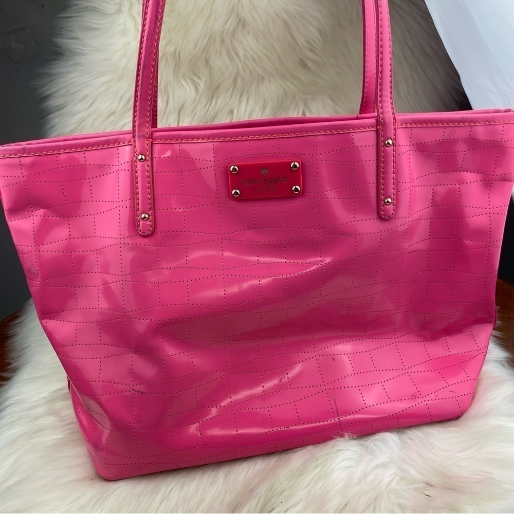 KATE SPADE NEW YORK MOLLY BIKINI DOT NEON PINK LARGE TOTE BAG